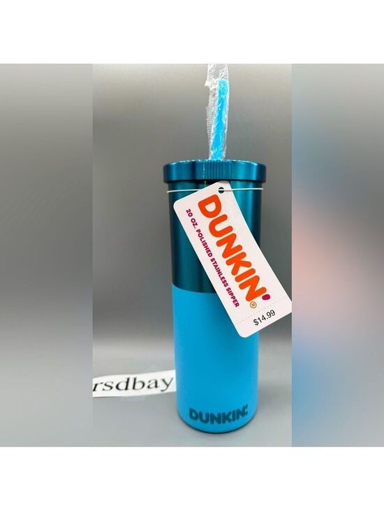 Dunkin' Other - Dunkin ' BLUE Polished/Matte Stainless Steel Sipper Tumbler 20oz - NWT